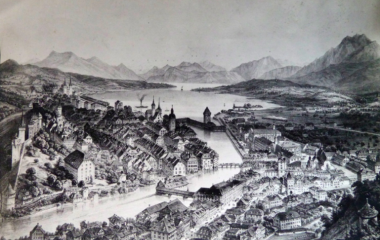 Blick vom Gütsch über die Stadt Luzern in den 1860er-Jahren