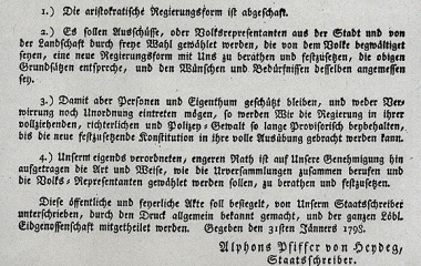 31. Jänner 1798 das Luzerner Patriziat schafft sich selber ab